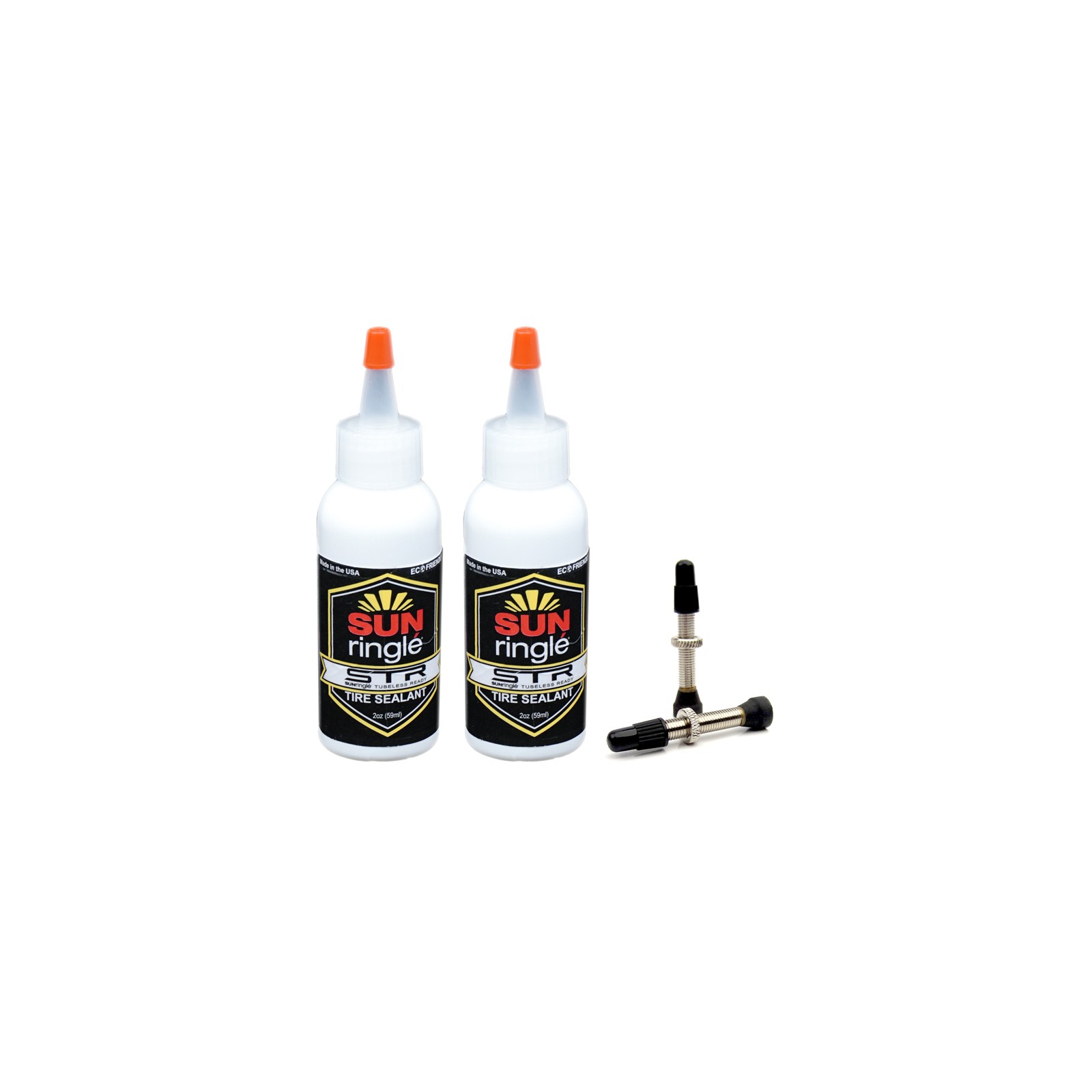 Liquide préventif SUN RINGLE STR 2x59 ml + valves tubeless (la paire) -  Axoreo